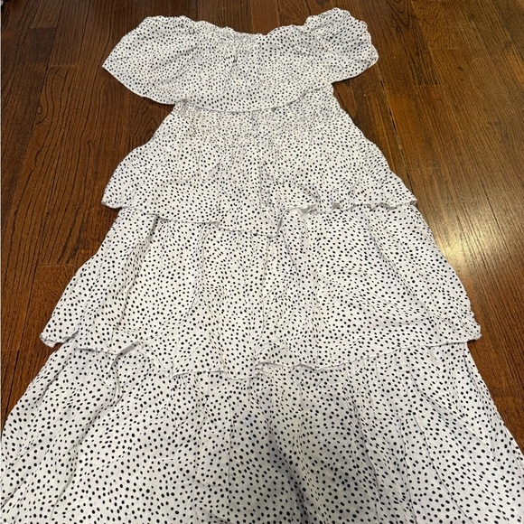Amazon Tiered Off-Shoulder Polka Dot Dress - Picture 5 of 7